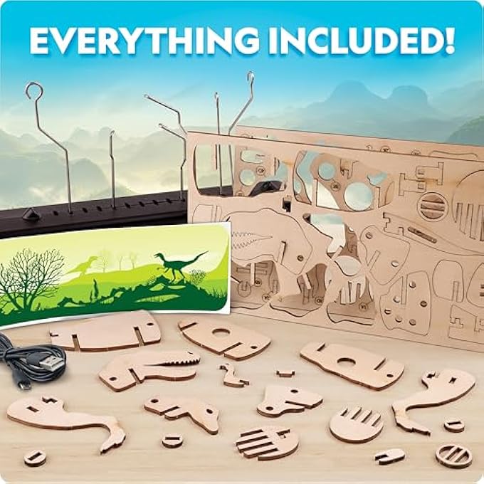 NATIONAL GEOGRAPHIC MOTORIZED T.REX 3D PUZZLE- 50+ PIECE 3D WOOD MODEL KIT WITH LIGHT-UP MOTORIZED DISPLAY BASE WITH 8 LIGHT SETTINGS, 3D PUZZLES FOR KIDS, WOODEN ANIMAL PUZZLE, T.REX TOY - Image 3